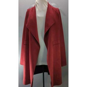 Favlux Women's Large Red Open Faux‎ Suede Mid Length Jacket J26
